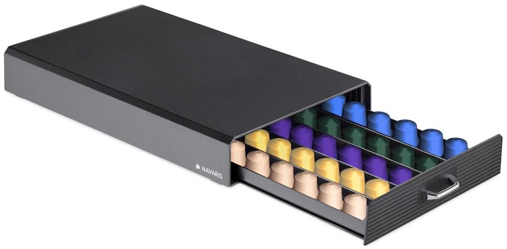 Sortland Zásobník na kávové kapsle Nespresso pod kávovar, na 50 kusů, černý