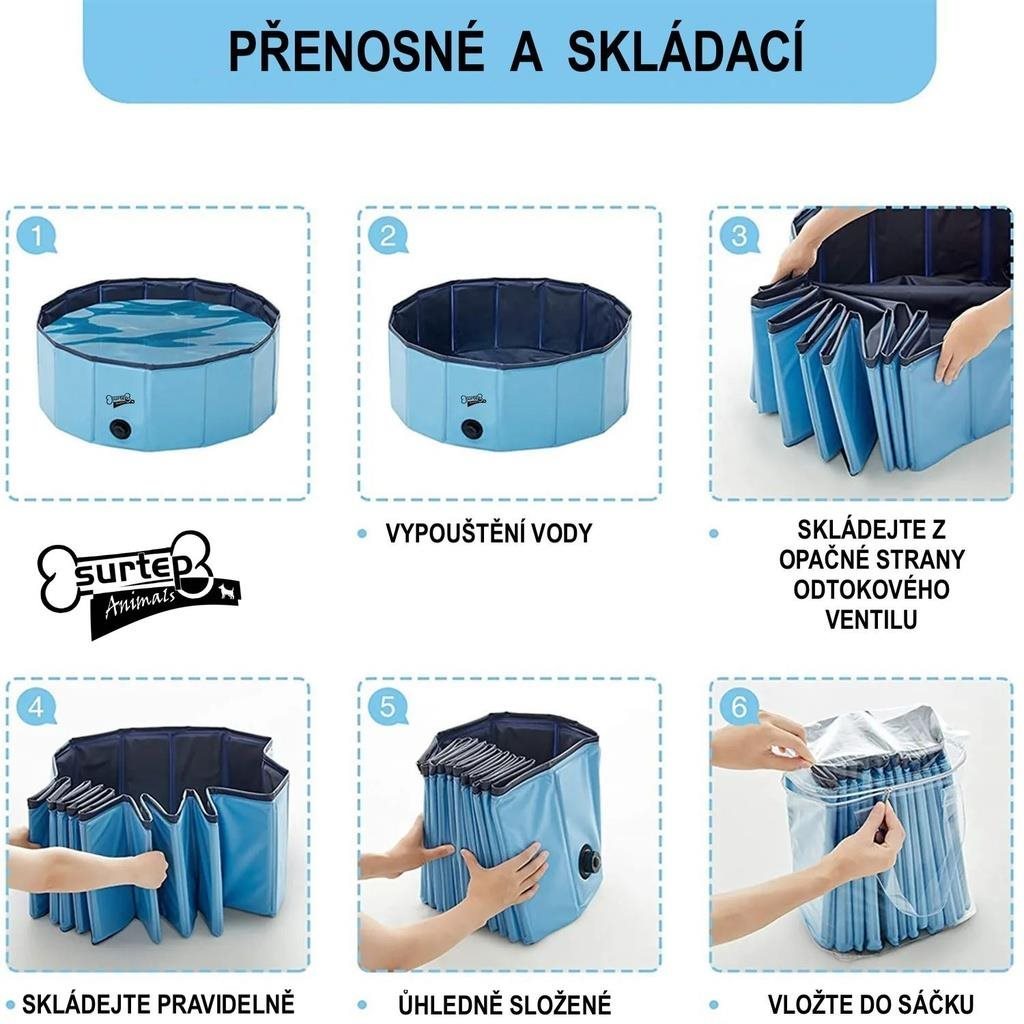 Surtep Bazén pro psa - skládací, 60 × 20 cm, barva modrá