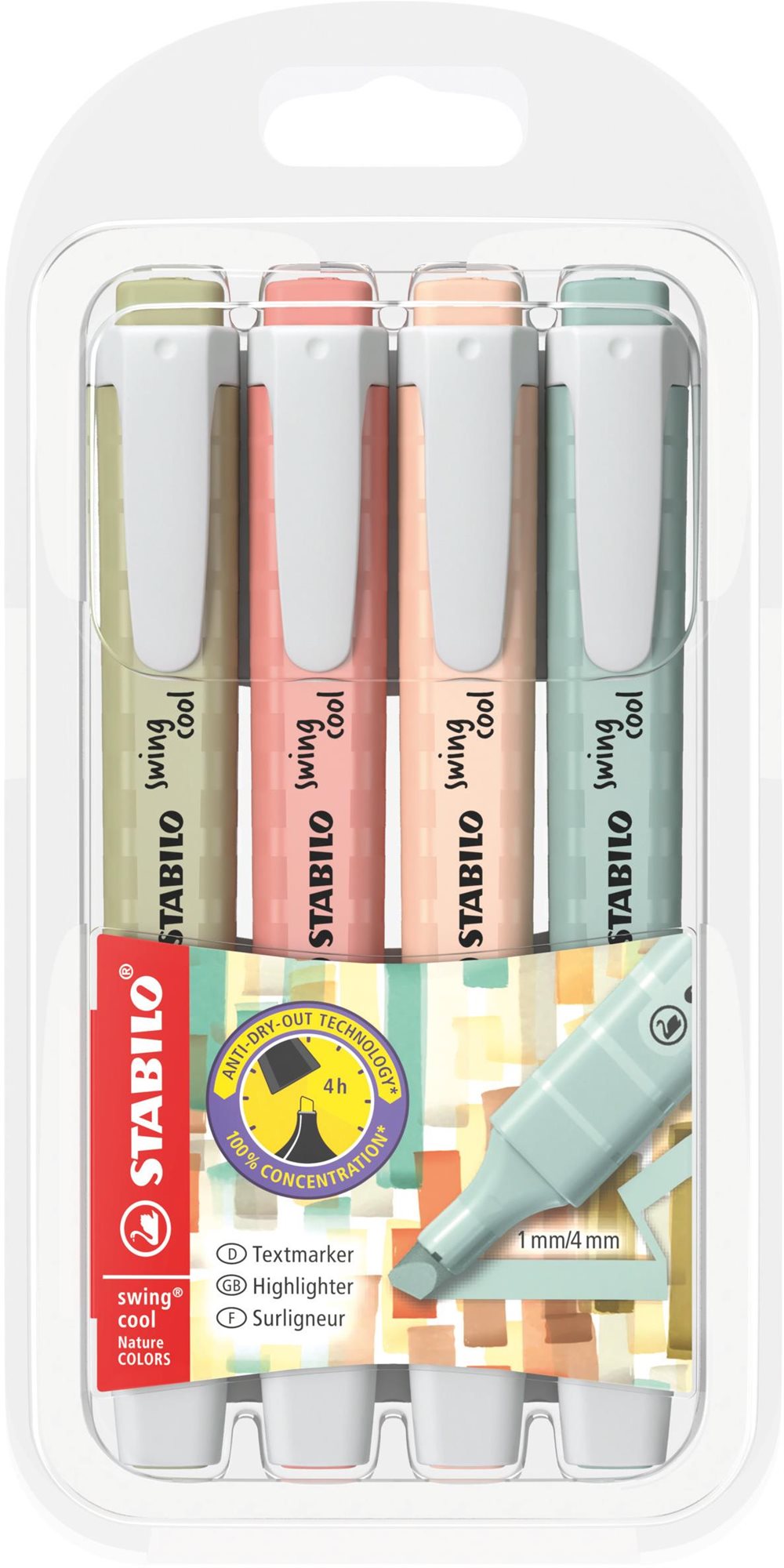 STABILO swing cool NatureCOLORS - sada 4 barev