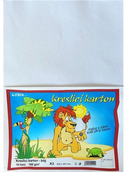 STEPA kreslicí karton A3, 10 listů, 180g/m2, bílý