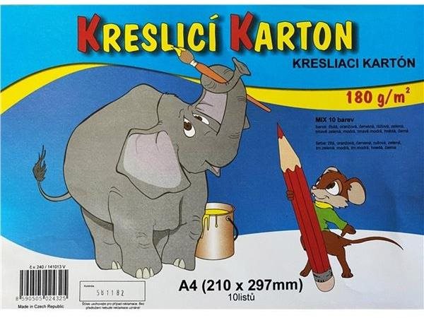 STEPA kreslicí karton A4, 10 listů, 180g/m2, barevný