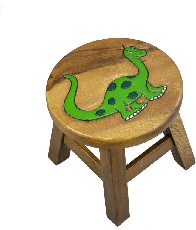 Dřevěná dětská stolička - DINOSAURUS ZELENÝ