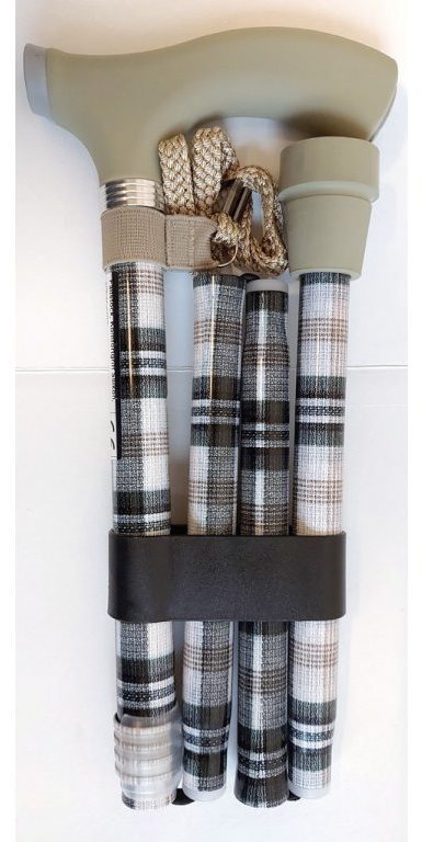 Sundo Skládací podpůrná hůl se silikonovou rukojetí, výška 85 - 95 cm, kostkovaná