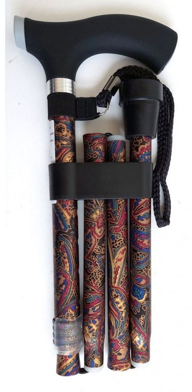 Sundo Skládací podpůrná hůl se silikonovou rukojetí, výška 85 - 95 cm, orientální zlatá