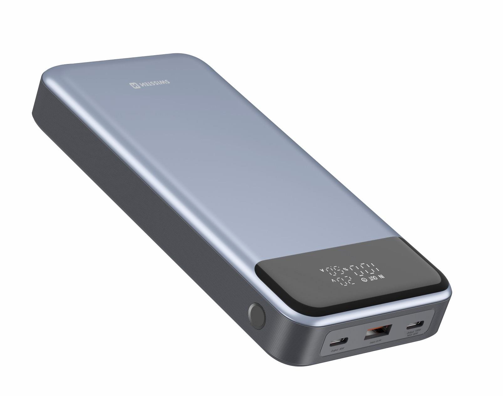 Swissten Power Bank 30000 mAh pro notebooky 133W Power Delivery šedá