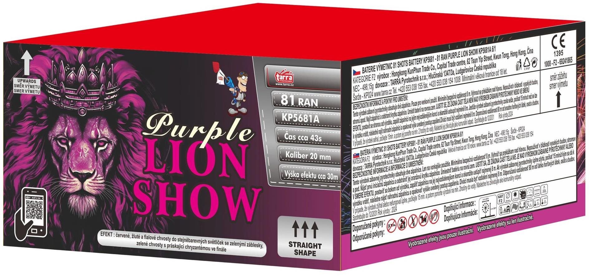 Tarra Ohňostroj - Baterie výmetnic purple lion show - 81 ran
