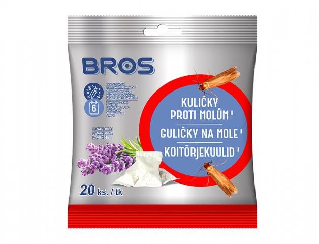 BROS Plašič - kuličky proti šatním molům s vůní levandule, 20 ks