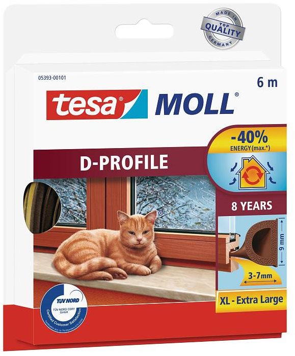 TESAMOLL Gumové těsnění, hnědé, D profil, 6m