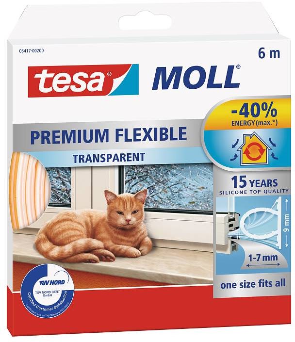 TESAMOLL Silikonové samolepicí těsnění, 6m, transparentní