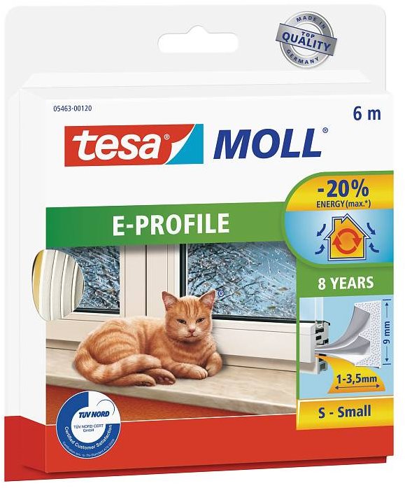 tesamoll Gumové těsnění, bílé, E profil, 6m