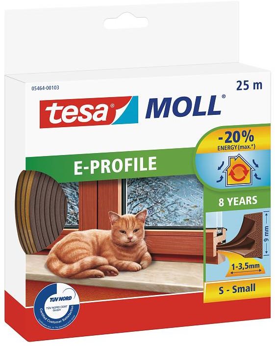 tesamoll Gumové těsnění, hnědé, E profil, 25m