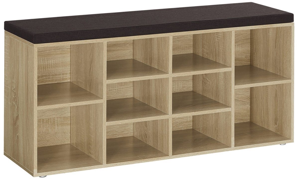 TEXTILOMANIE Weso Sonoma Botník s lavicí a hnědým sedákem 104 × 30 × 48 cm