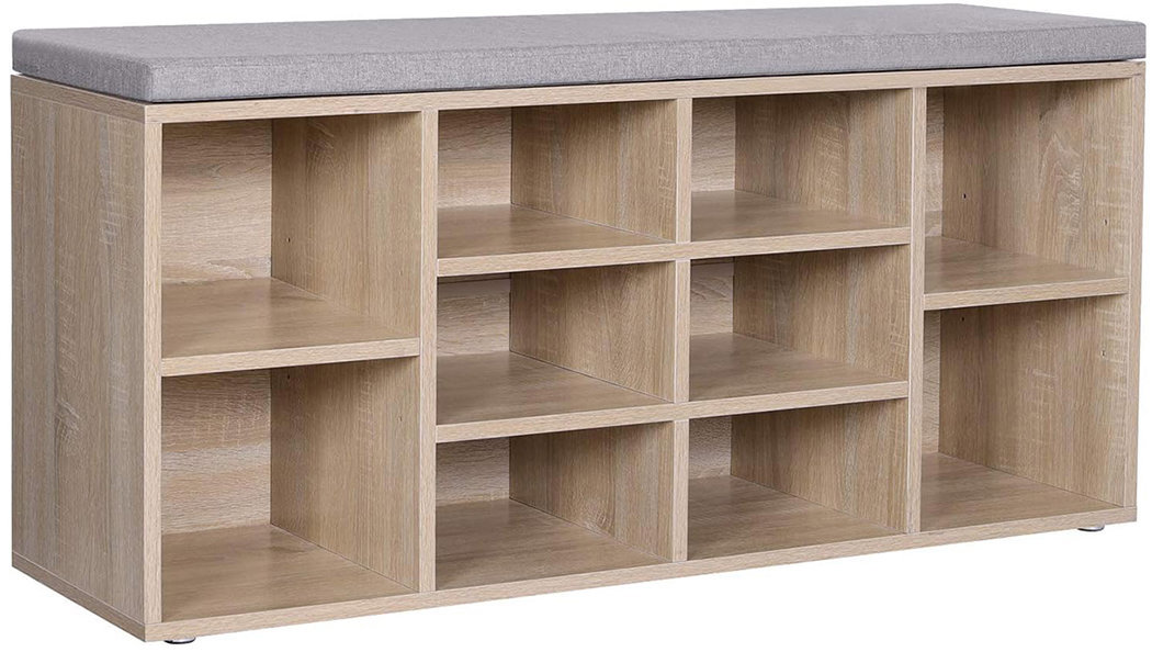 TEXTILOMANIE Weso Sonoma Botník s lavicí s šedým sedákem 104 × 30 cm