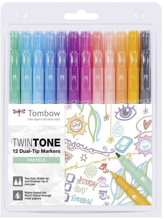 Tombow Sada oboustranných fixů TwinTone, Pastels