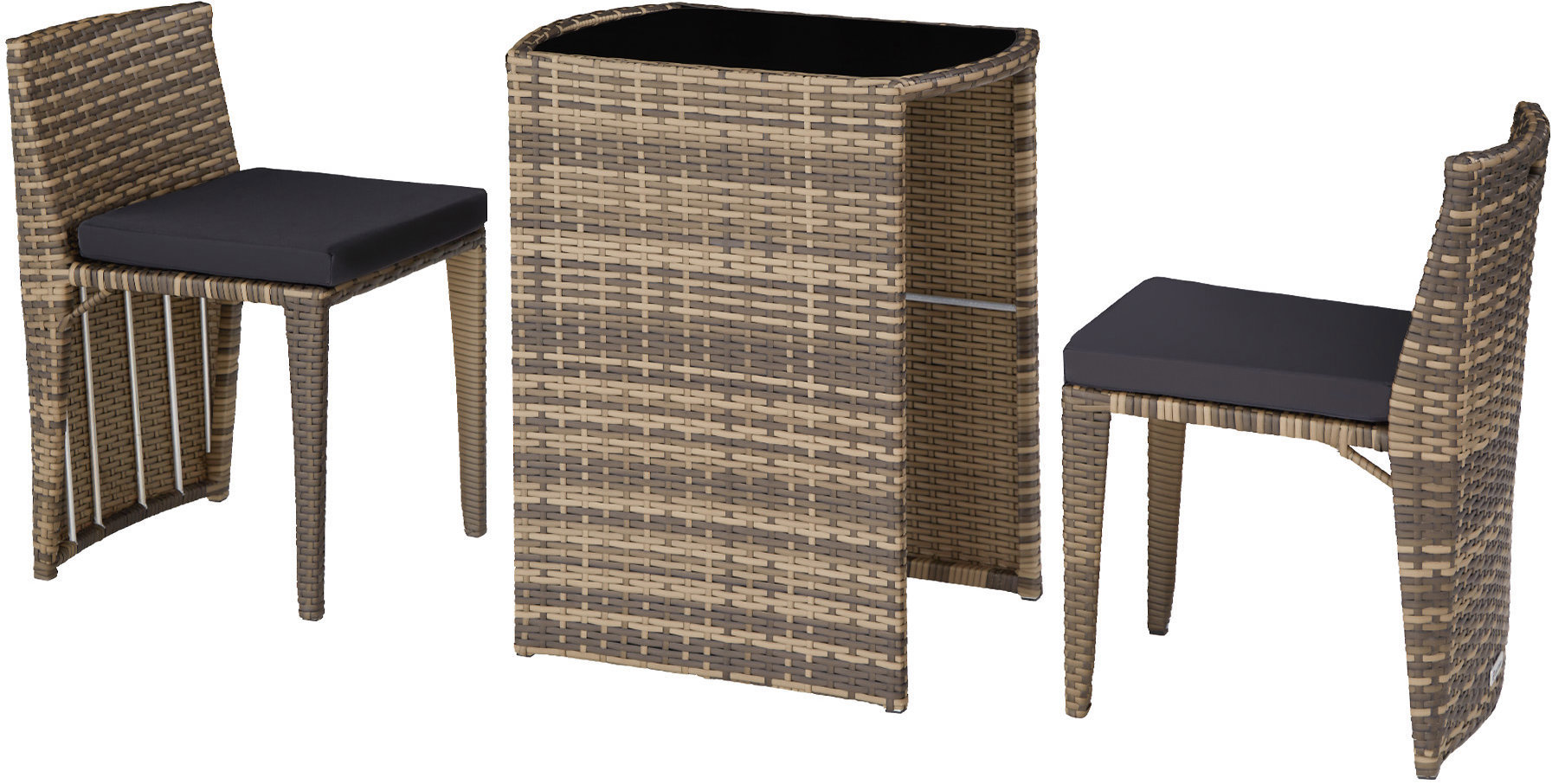 TecTake Bistro Hamburg - hliník, ratan, hnědý