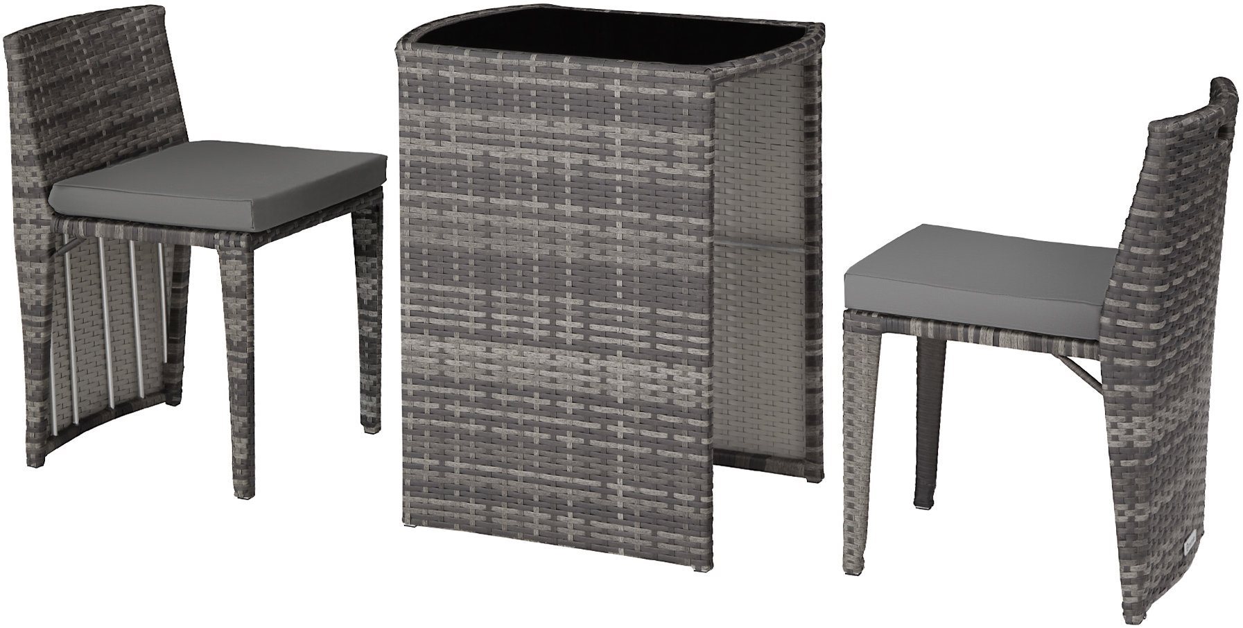 TecTake Bistro Hamburg - hliník, ratan, šedý