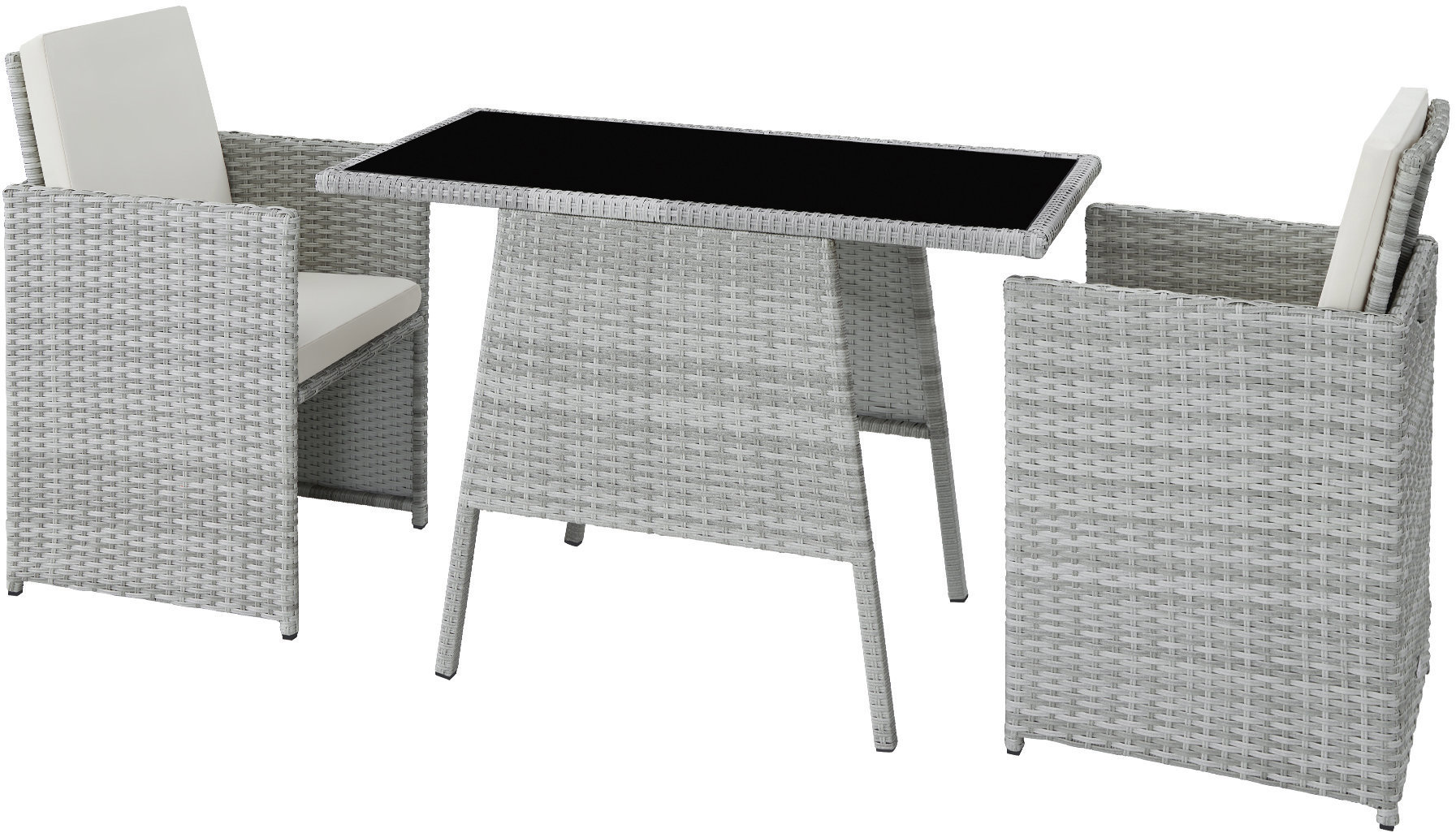 TecTake Lausann - ratan, světle šedý