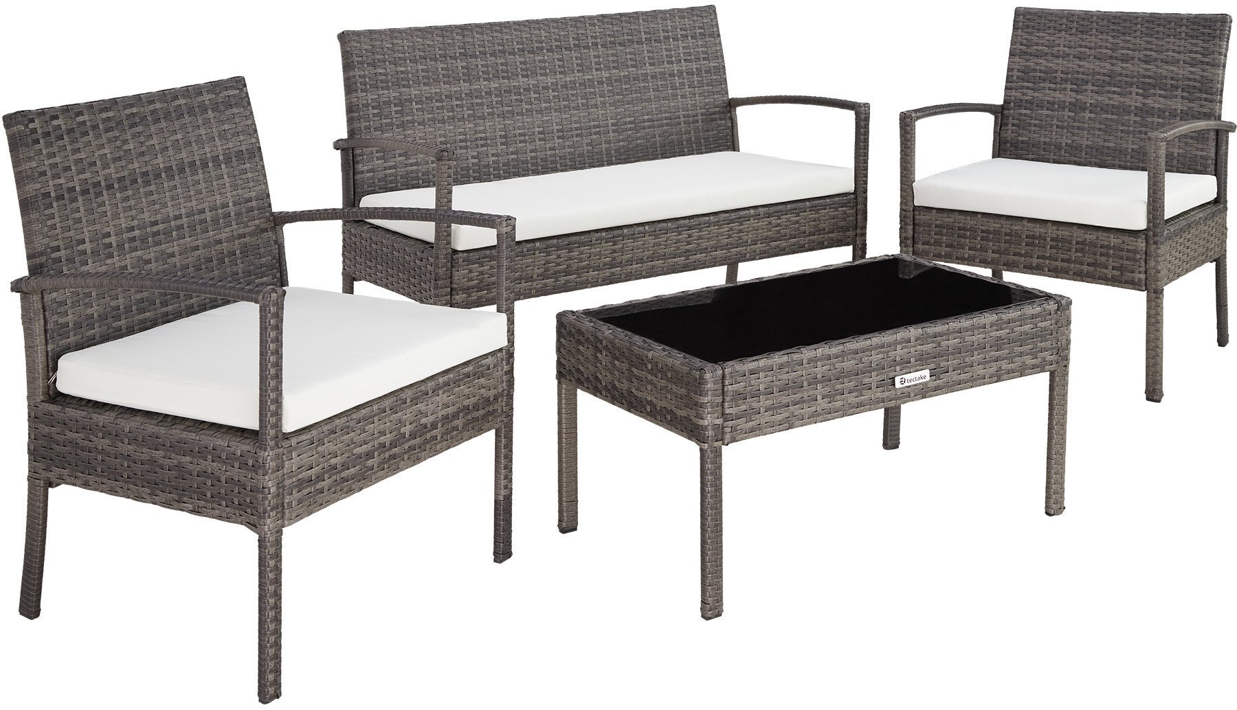 TecTake Sparta 3+1, ratan, šedý