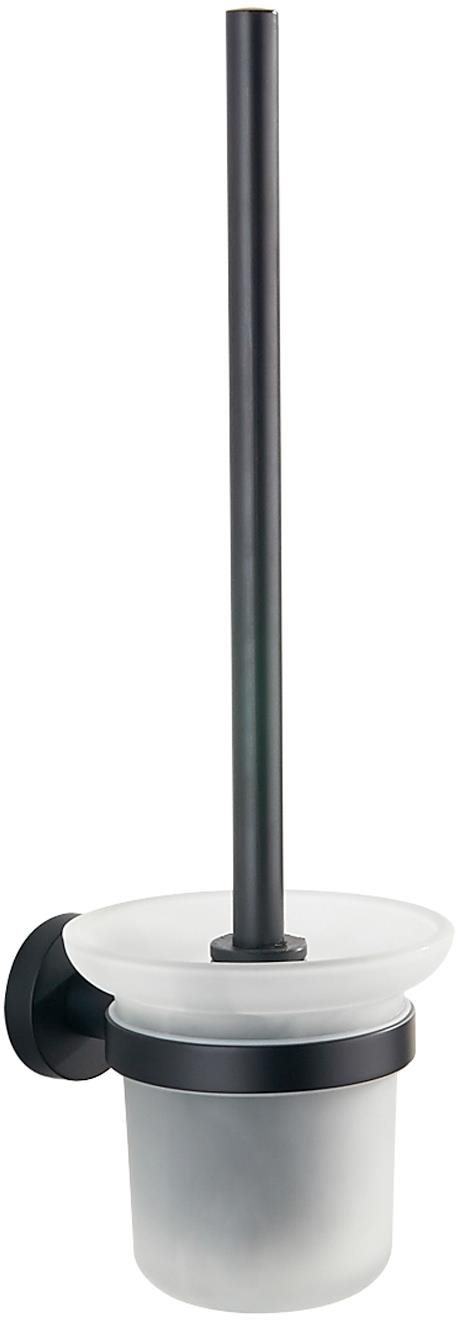 AQUALINE SAMBA nástěnná WC štětka, mléčné sklo, černá