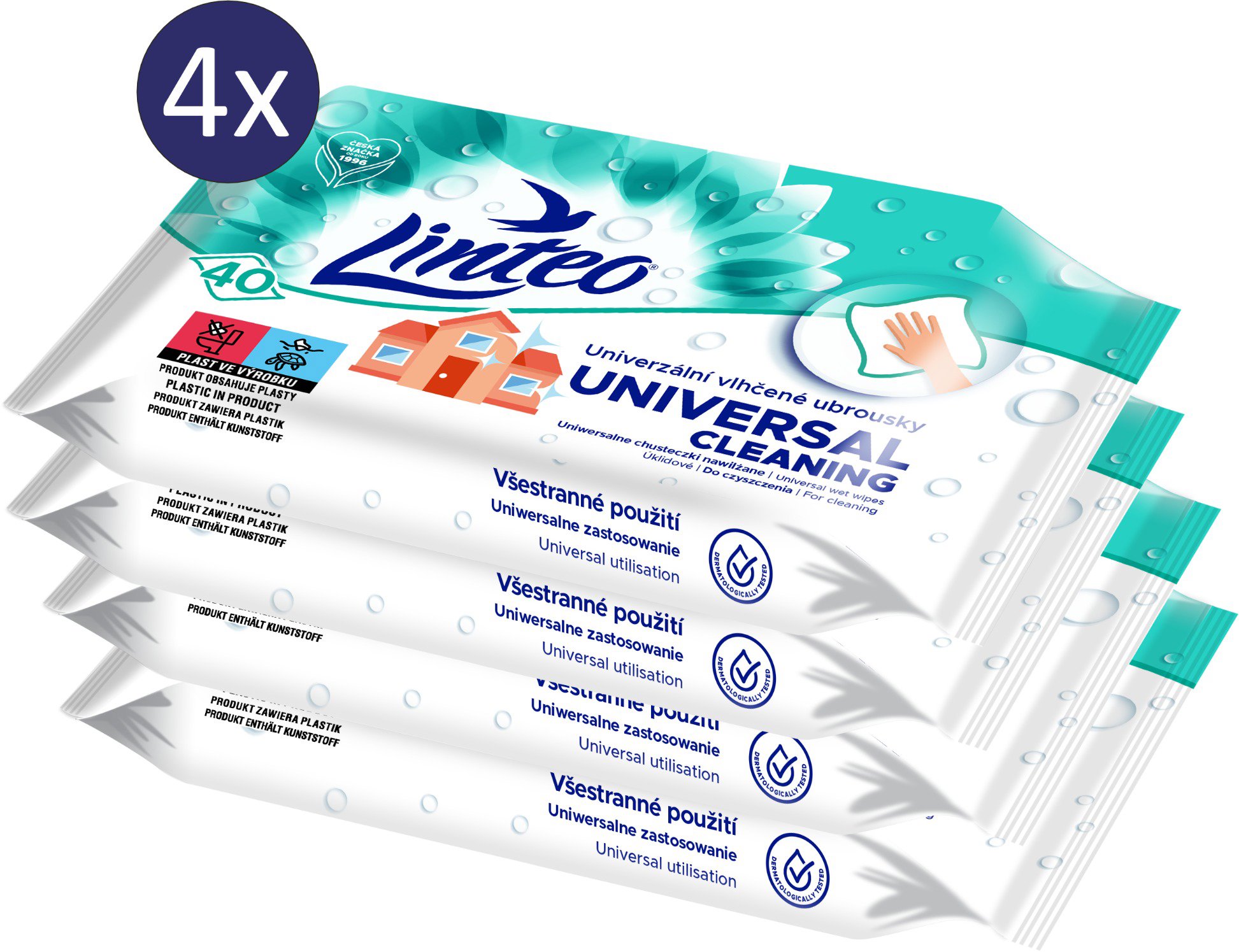 LINTEO vlhčené ubrousky univerzální (4× 40 ks)