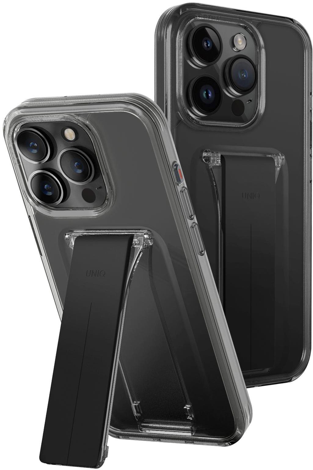 UNIQ Heldro Mount+ ochranný kryt na iPhone 15 Pro Max se stojánkem, Vapour (Smoke)