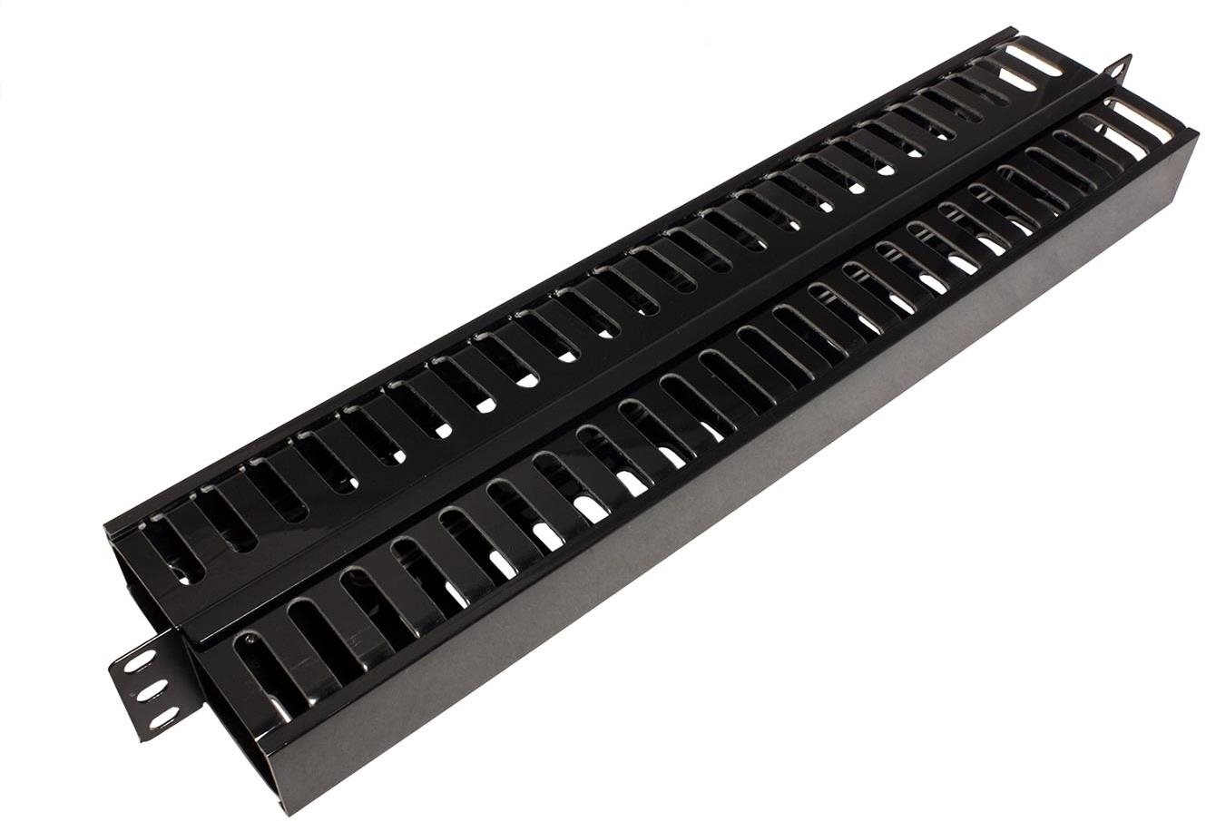 VALUE 19'' vyvazovací panel 1U, oboustranný, plastový kanál 40×50mm, černý