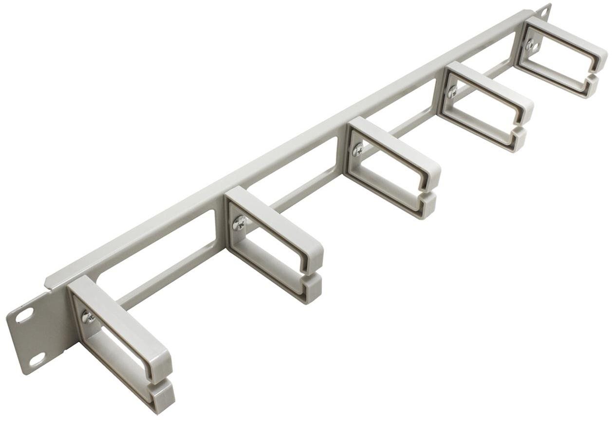 VALUE 19'' vyvazovací panel 1U, jednostranný, průchozí, 5× plastový třmen ''C'', šedý