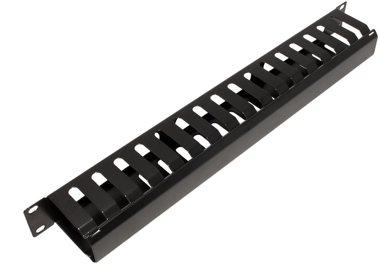 VALUE 19'' vyvazovací panel 1U, kovový s krytkou, průchozí, 40×60mm, černý