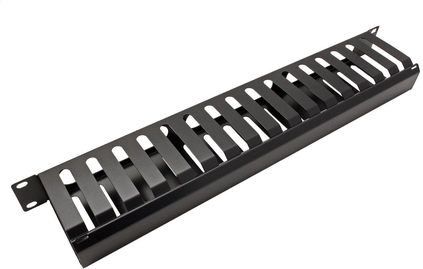 VALUE 19'' vyvazovací panel 1U, kovový s krytkou, průchozí, 40×80mm, černý