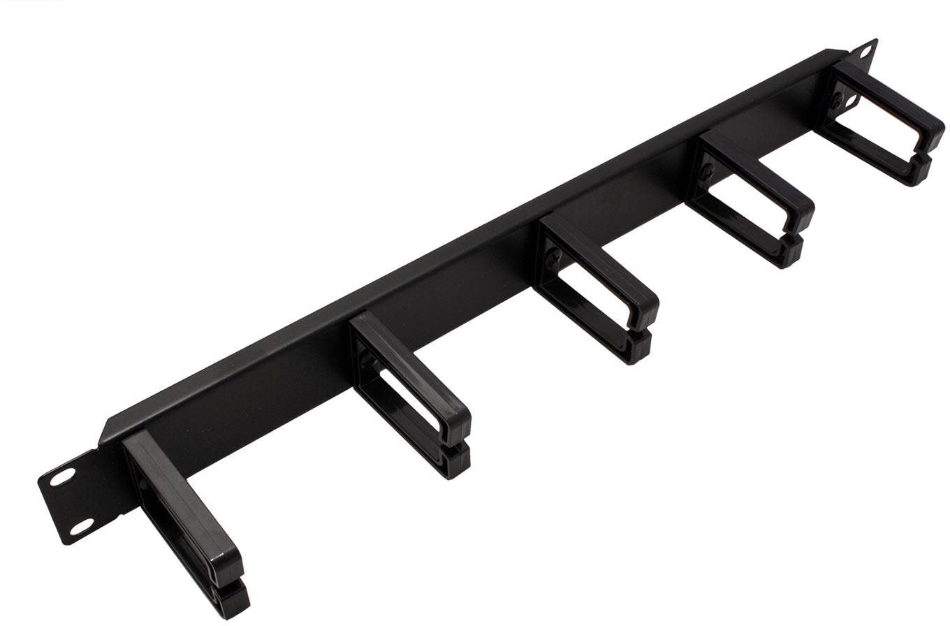 VALUE 19'' vyvazovací panel 1U, jednostranný, 5× plastový třmen "C", černý