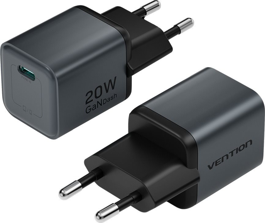 Vention 1-Port USB-C GaN Charger (20W) EU-Plug Gray