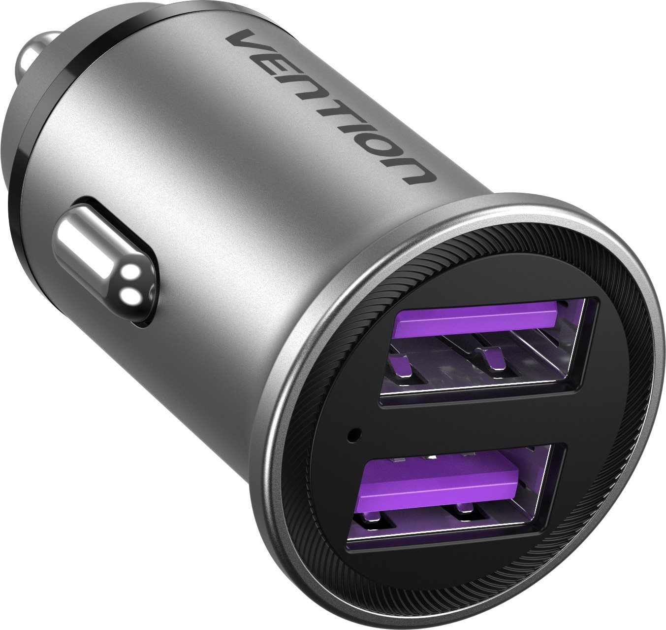 Vention Two-Port USB A+A (30W/30W) Car Charger Gray Mini Style Aluminium Alloy Type