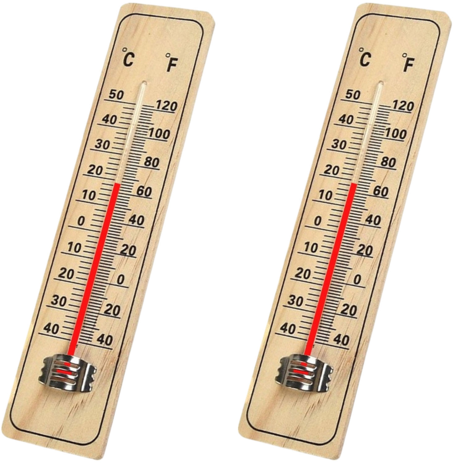 Verk 07183 Teploměr venkovní 21 cm dřevěný, 2 ks