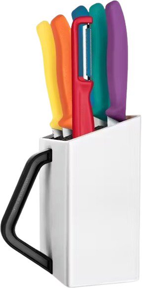 Victorinox Sada Swiss Classic, blok s noži na steaky & škrabka 7 ks barevné