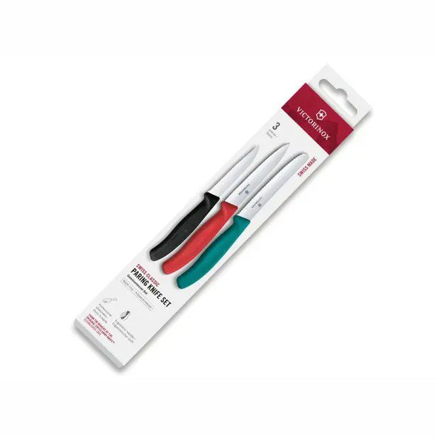 Victorinox Sada kuchyňských nožů 3 ks - červená, černá, zelená