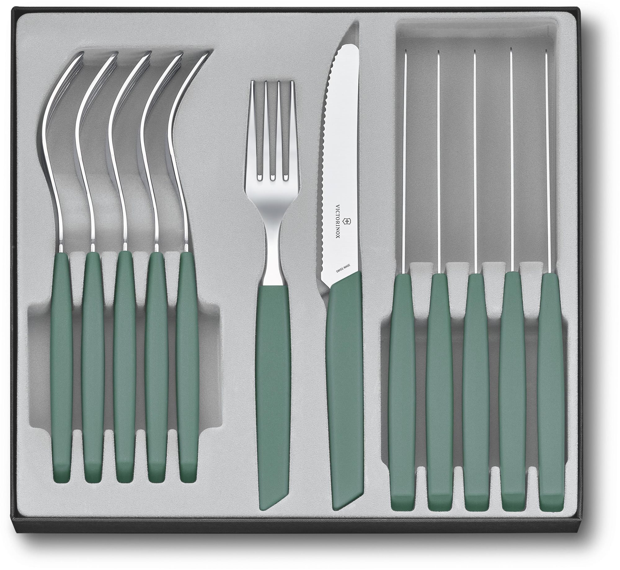 Victorinox Swiss Modern Sada příborů 12 ks šalvějově zelená