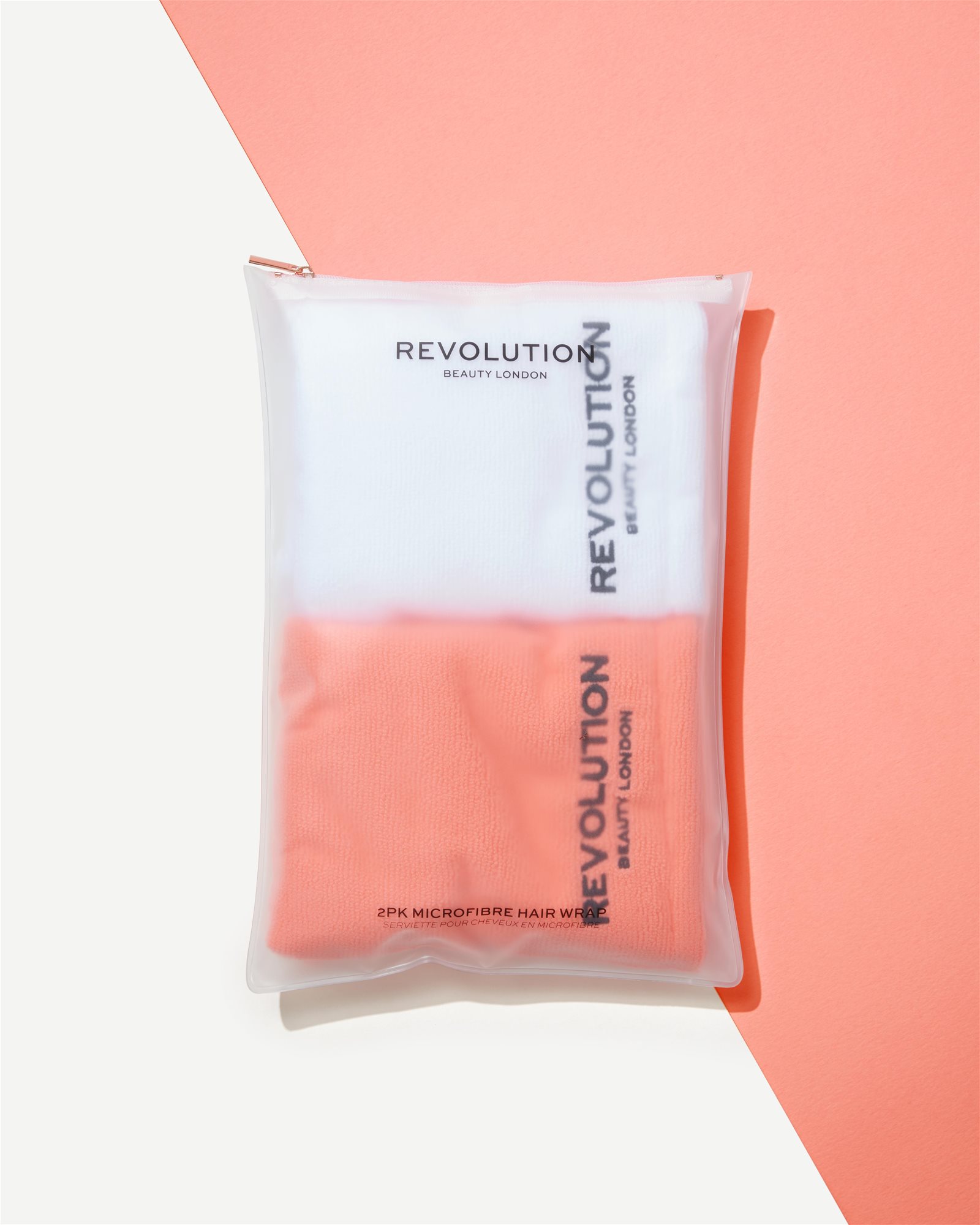 REVOLUTION HAIRCARE 2pk Plain Microfibre Hair Wraps - Coral/White