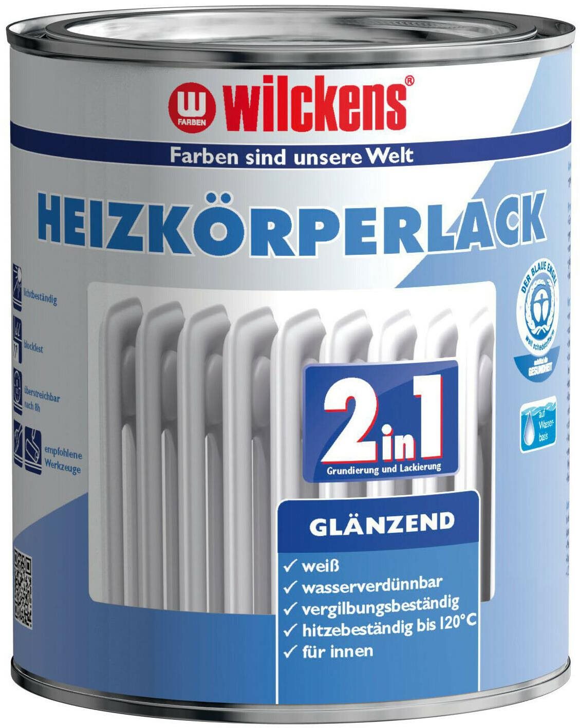 Wilckens Samozákladující bílá barva na topení 2v1 Heizkoerperlack 375 ml lesklá
