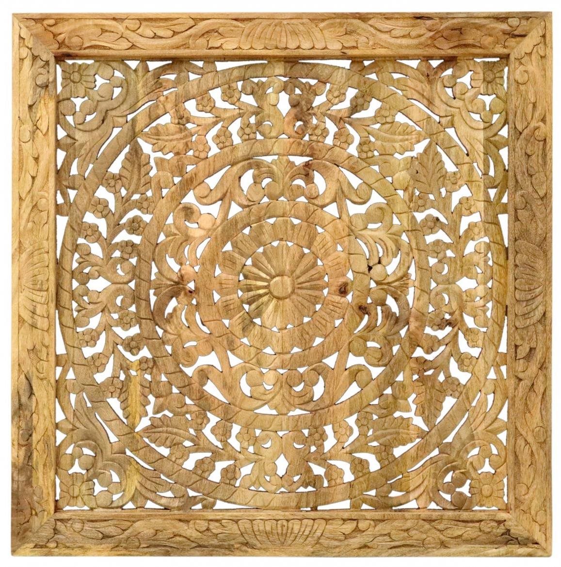 Lakšmi Obraz na zeď Retro 90 × 90 × 3 cm ručně vyřezávaný z masivu mango