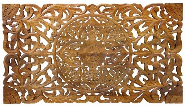 Lakšmi Obraz na zeď Retro 160 × 90 × 3 cm ručně vyřezávaný z masivu mango