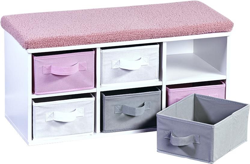 KESPER Lavice s úložnými boxy na hračky růžová, bílá 68 × 30 × 31 cm