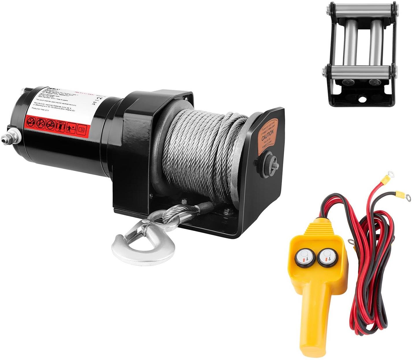 MSW Terénní naviják do terénu pro automobil 15 m tažné lano 907 kg + dálkové ovládání