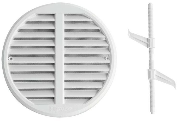 Mřížka větrací kruhová - krytka stavitelná se síťovinou VM, O 125-160 mm KS, bílá 0415