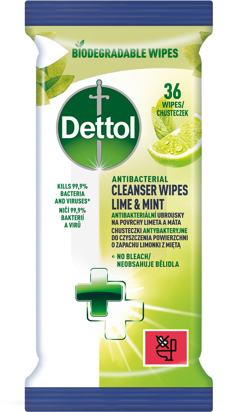 DETTOL Antibakteriální ubrousky Limetka a máta 36 ks
