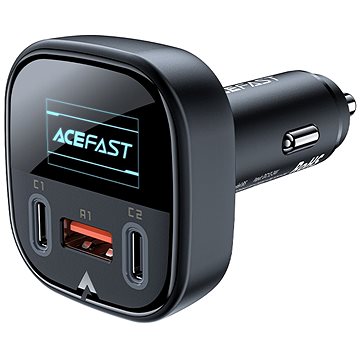 ACEFAST Ultimate Car Charger (2x USB-C + USB-A) 100W OLED Display Black (B5)