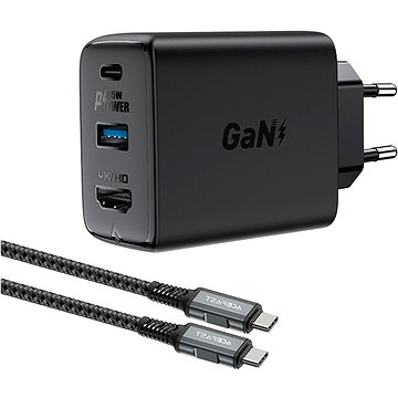 ACEFAST GaN Charger 65W USB-C + USB-A + HDMI HUB + USB-C Cable Black (A17)