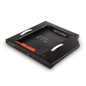 AXAGON RSS-CD09, ALU caddy for 2.5" SSD/HDD into 9.5 mm laptop DVD slot, screwless. LED (RSS-CD09)