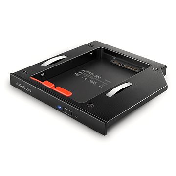 AXAGON RSS-CD12, ALU caddy for 2.5" SSD/HDD into 12.7 mm laptop DVD slot, screwless. LED (RSS-CD12)