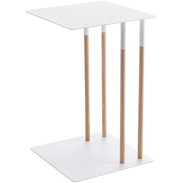 Yamazaki Odkládací stolek Plain 4803, kov/dřevo, bílý (4803)
