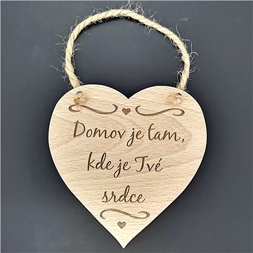 AMADEA Dřevěné srdce s nápisem Domov je tam, kde je Tvé srdce, masivní dřevo, 16 x 15 cm (39193-00)